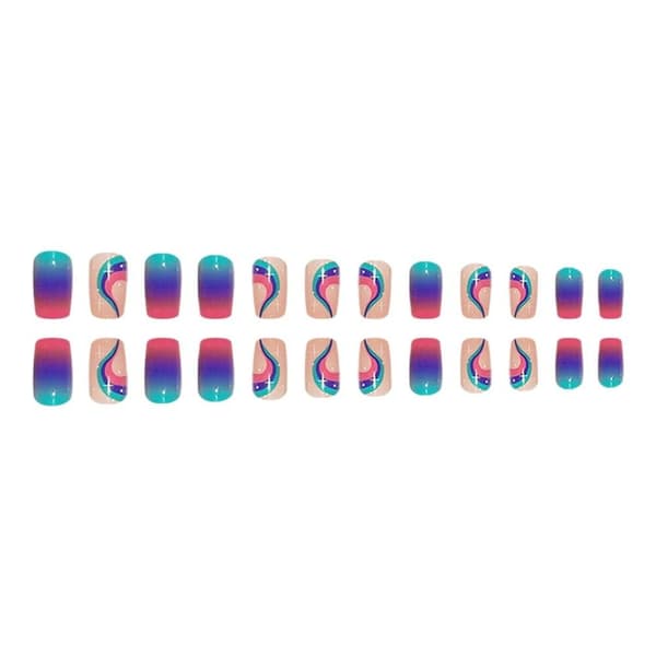 24 stk. False Nails Lange Firkantede Simple Gradient Z193