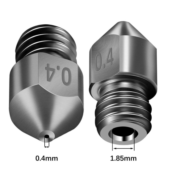 5 st Härdat stålmunstycke 3D-skrivarmunstycken 0,4 mm MK8