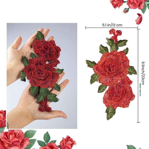 10 stykker Rose Broderede Patches Blomster Patches Tøj