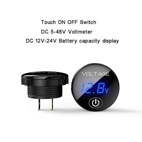 Digital Voltmeter Batterikapacitetsmåler BLÅ Blue