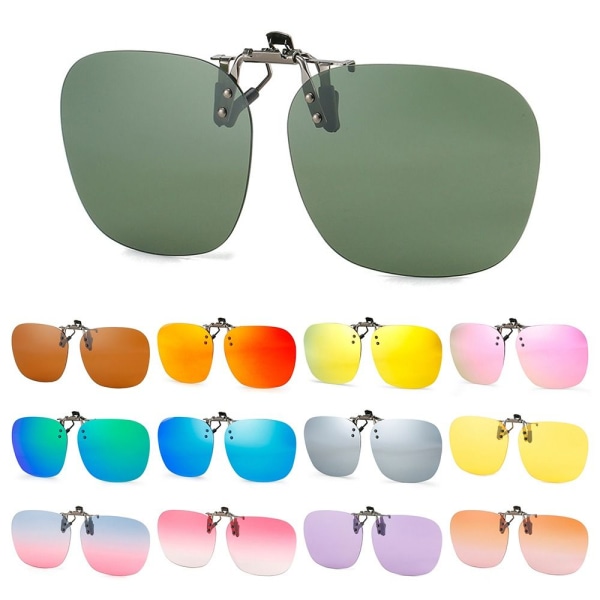 Clip-On polariserte solbriller Flip-up solbriller til Mirrored Silver