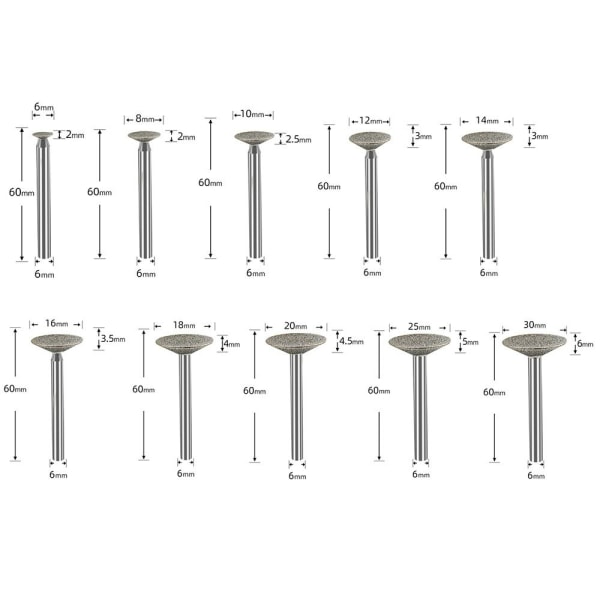 Diamant slibehoved T-form slibehoved 12MM 12mm