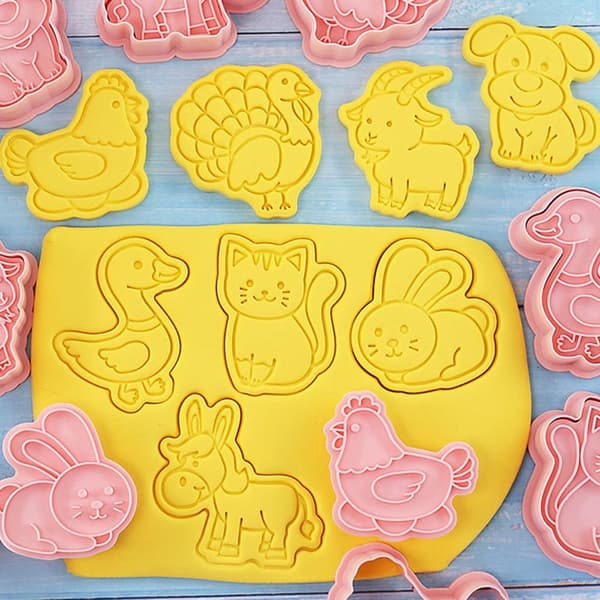 8 stk/sett Kjeksform 3D Cookie Cutter Bakeform