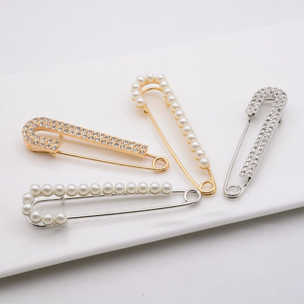4 stk perlebroche reversnål GULD 01 01 gold 01-01