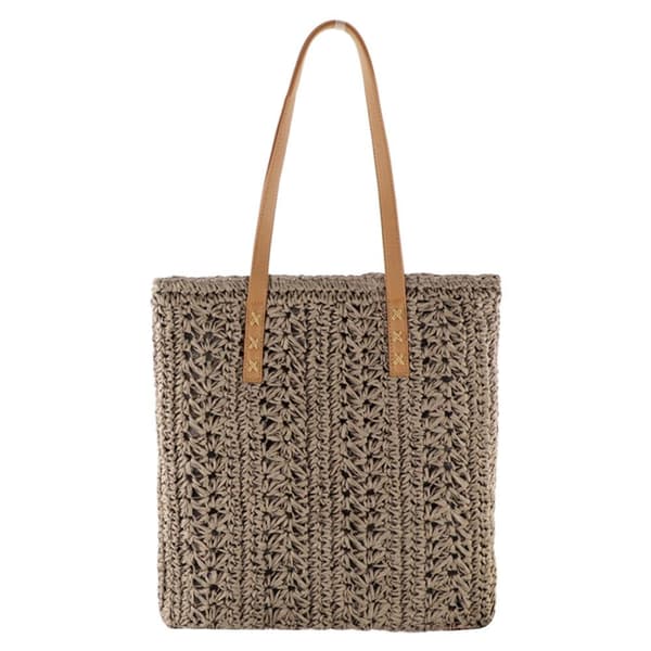 Straw Beach Bag Handgjord vävd GRÅ grey
