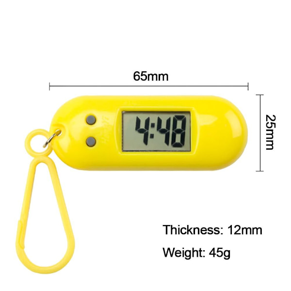 4stk Elektronisk Klokke Nøkkelring Elektronisk Oval Klokke GUL Yellow
