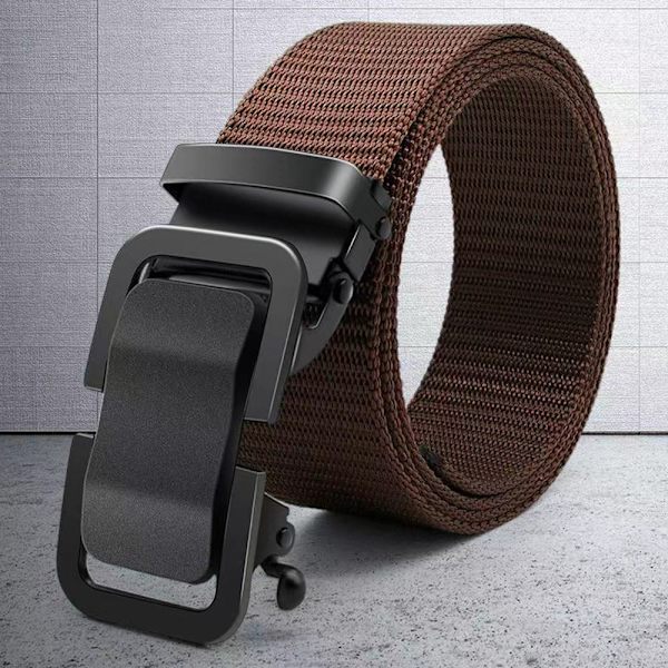 Nylon flätat bälte Automatiskt spänne midjeband KAFFE coffee