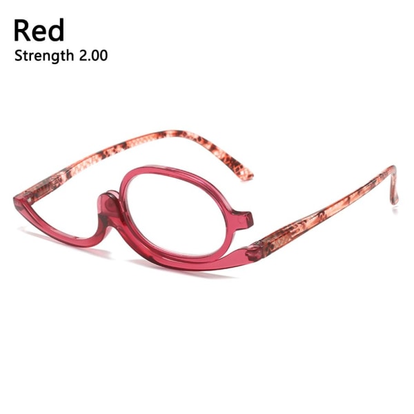 Roterende Makeup Læsebriller Foldebriller RØD STYRKE Red Strength 2.00-Strength 2.00
