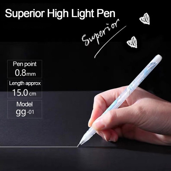 5 kpl 0,8 mm valkoinen kynä Sketch Fine Liner Pen Superior High Light