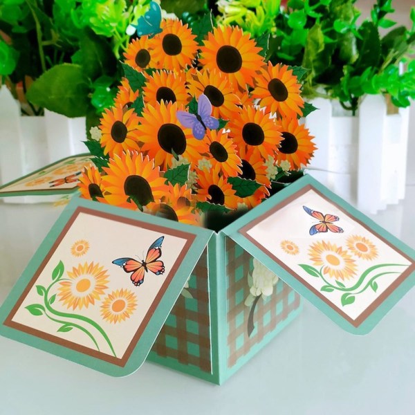 3D Pop-up bukett pappersblommor 4 4 4