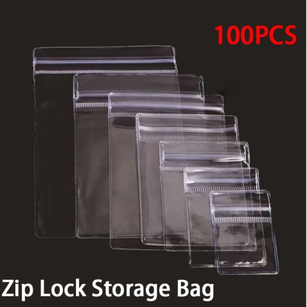 100 st/lot Zip Lock Bag Självförslutande förvaringspåsar 13X13CM 13x13cm
