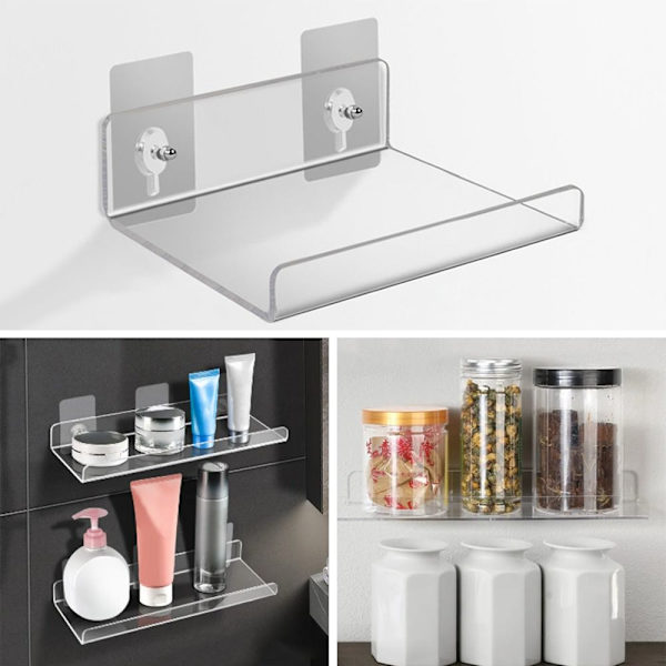 Badeværelse Transparent Hylde Opbevaringsstativ 10X10CMFLAT FLAD 10x10cmFlat