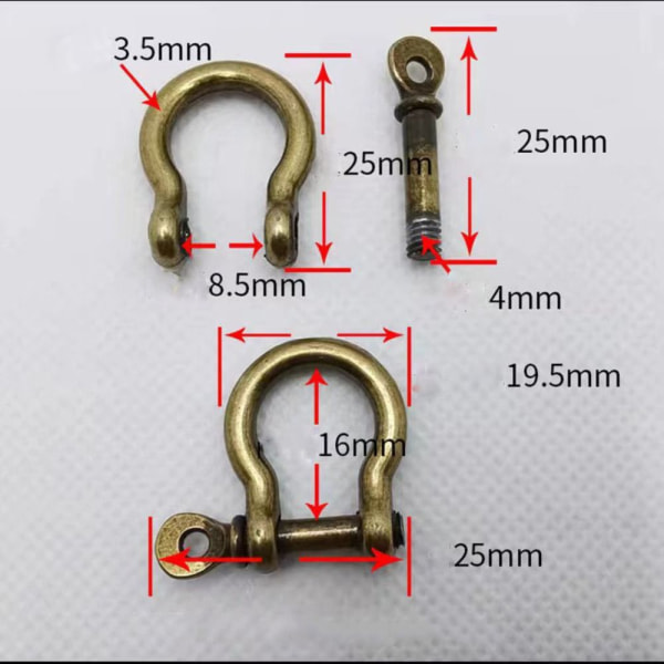 5 kpl karabiini D-jousen niittejä 10 mm2 2 10mm2