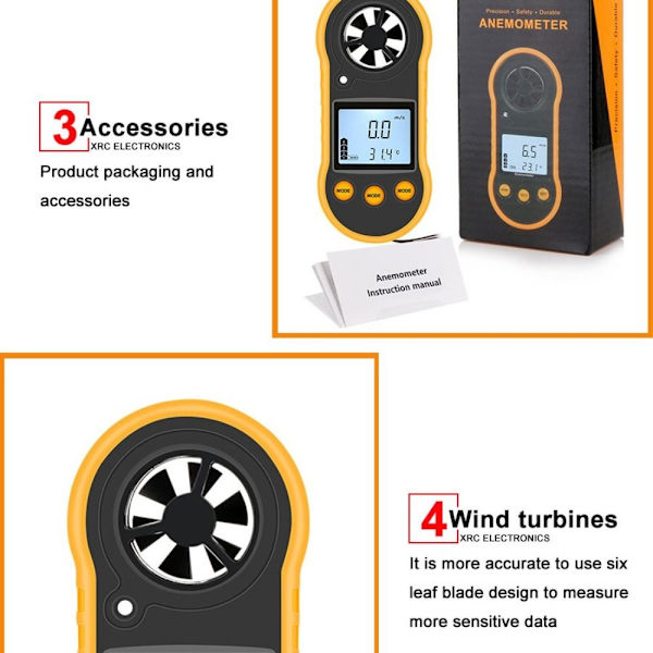 Digital vindhastighetsmätare Vindmätare Anemometersensor