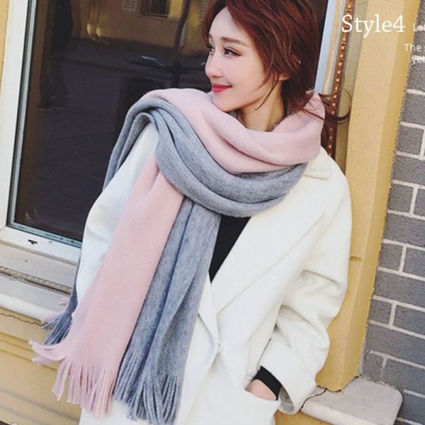 Luksus Cashmere Fargematching Dame Skjerf Vintersjal STIL1 style1