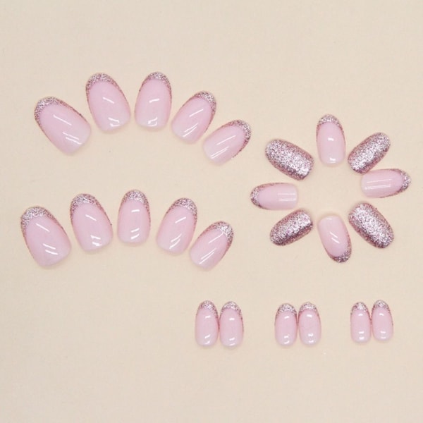 24st Fake Nails Long French Oval W495