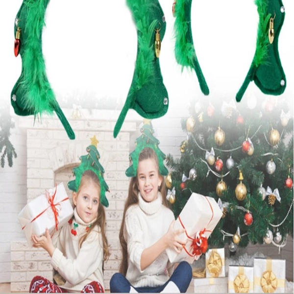Paljetit Tree Hair Hoop Joulukuusi Päähine Pehmo Xmas Tree