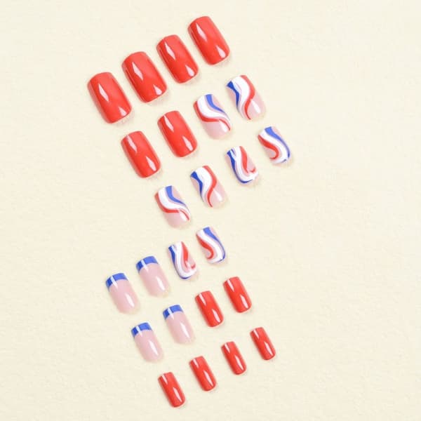 False Nails Square Head Independence Day