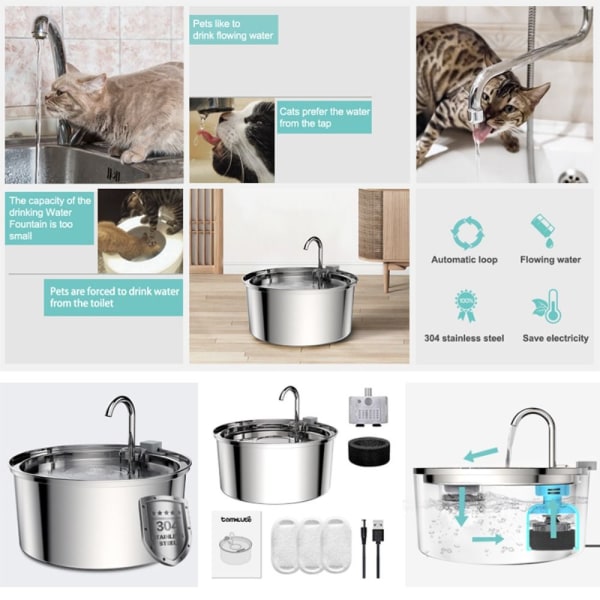 Cat Water Fountain Automatic Drinker EU PLUG EU PLUG EU Plug