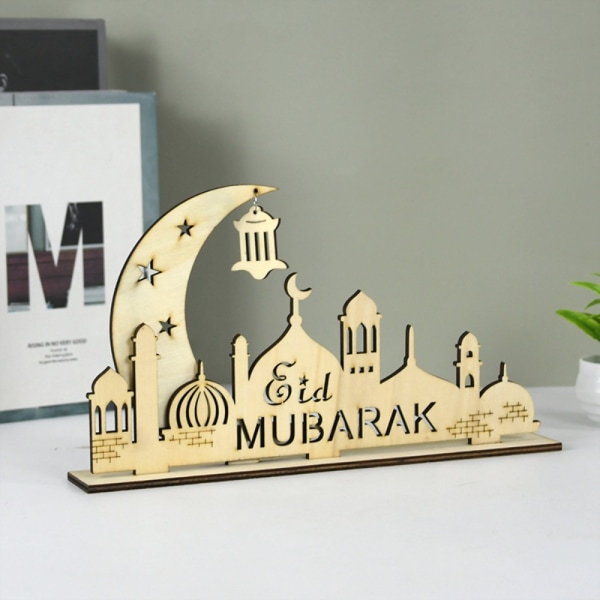 Muslimifestivaali Eid Mubarak Decor LED puinen käsityöramadan