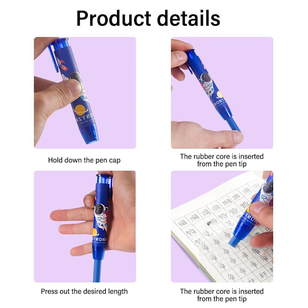 2 Set in tryckande Pencil Eraser Mekanisk Eraser BLÅ SET BLÅ SET Blue Set