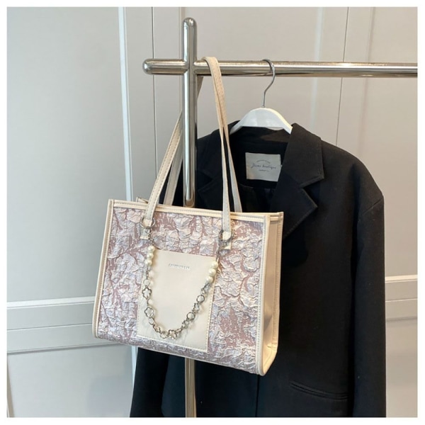 Fashion Bag Dame Summer Pearl Chain Skulder Underarm Bag beige