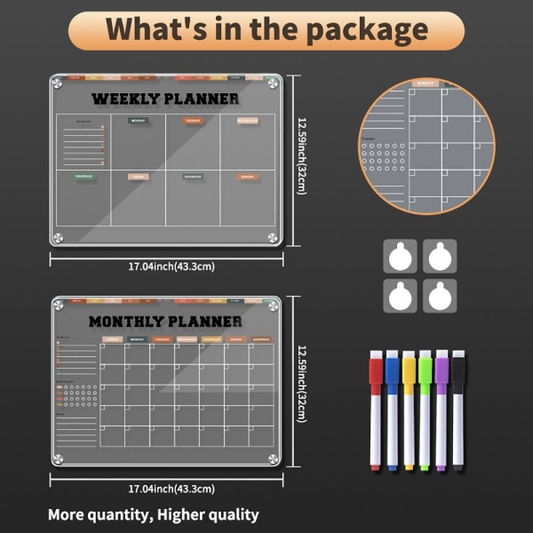 Magnetisk akrylkalender Klar kjøleskapskalender 2 2 2