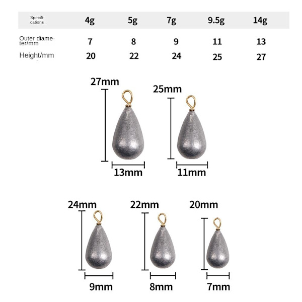 fiskeri Bly synke fiske synke vægt 10G-10PCS 10G-10PCS 10g-10pcs