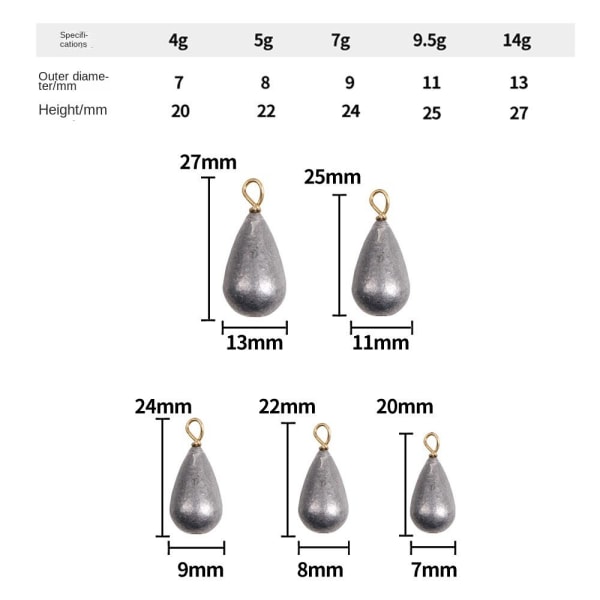 fiskeri Bly synke fiske synke vægt 14G-10PCS 14G-10PCS 14g-10pcs