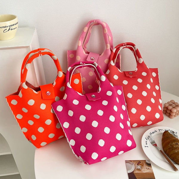 Strikk håndveske Tote Bag ROSE RED rose red