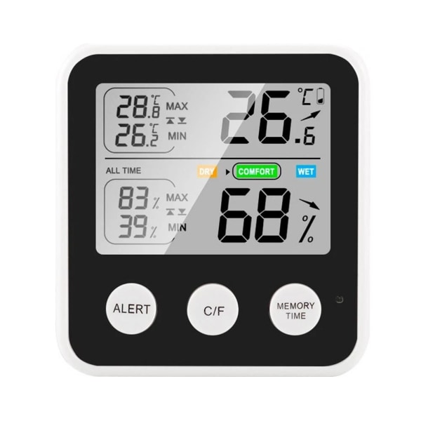 Digital termo-hygrometer Elektronisk termometer hygrometer Black