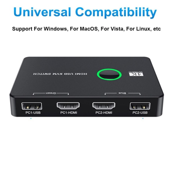 KVM HDMI-kompatibel Switch 2 Port Box USB HDMI BRYTER