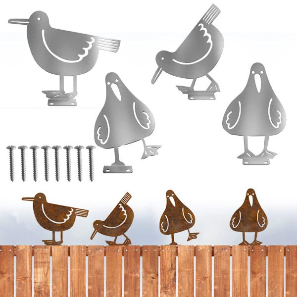Rusty Metal Birds Bird Figurine 2 2 2