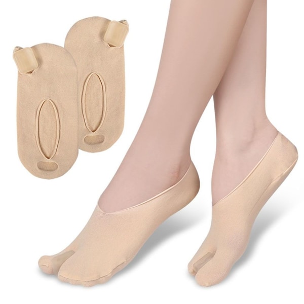 Bunion Corrector Two Toe Boat Socks BEIGE Beige