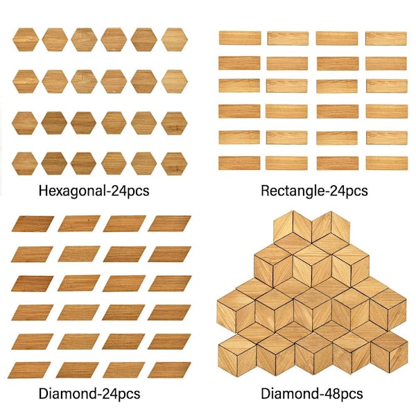 24/48 KPL Nukkekodin Lattialaatat Puulattia KUUSIkulmainen-24 KPL hexagonal-24pcs