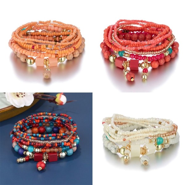 Flerlagers turkos armband Turkos pärlor armband A A A