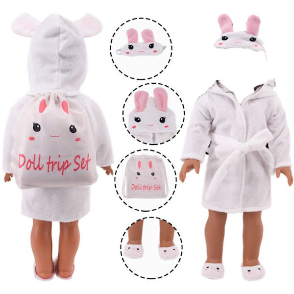 6 STK Dukke Sovepose Sett Pute Patch Tøffel KANIN KANIN rabbit