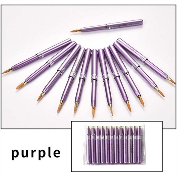 12 stk/sæt Optrækkelig læbebørste Udtrækkelig makeupbørste LILLA Purple