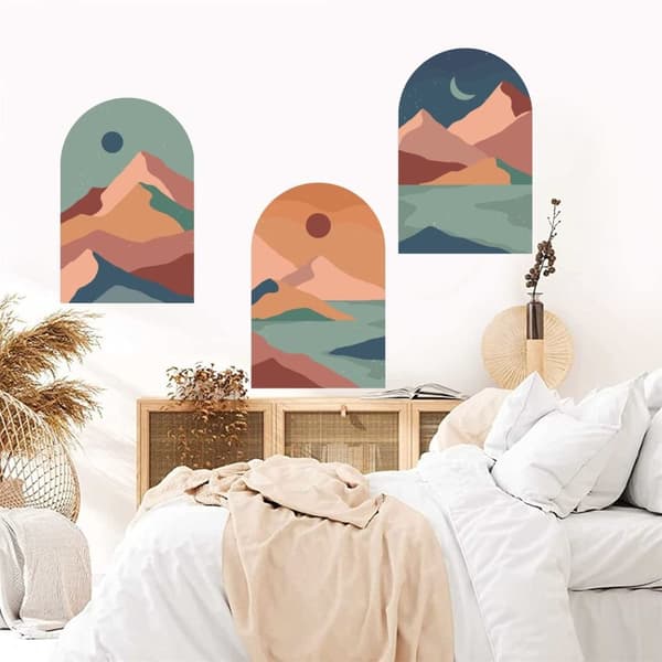 Boho Wall Decal Arch Seinätarrat Sun Moon Mountain Tarrat