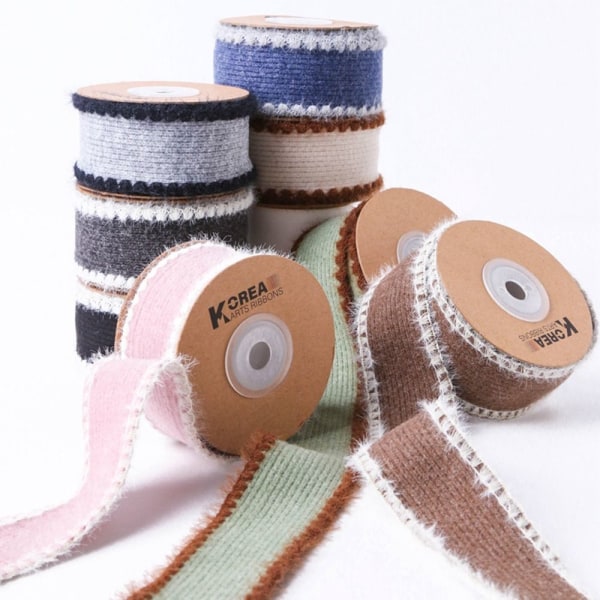 10Yards Mink Wool Stripe Ribbon Plysch Band LJUSGRÅ 23MM light grey 23mm width-23mm width