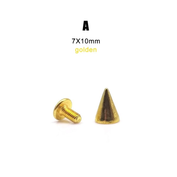 10 Sæt Dekornitte Stud Spot Nail GULD A-7X10MM A-7X10MM Gold A-7x10mm-A-7x10mm