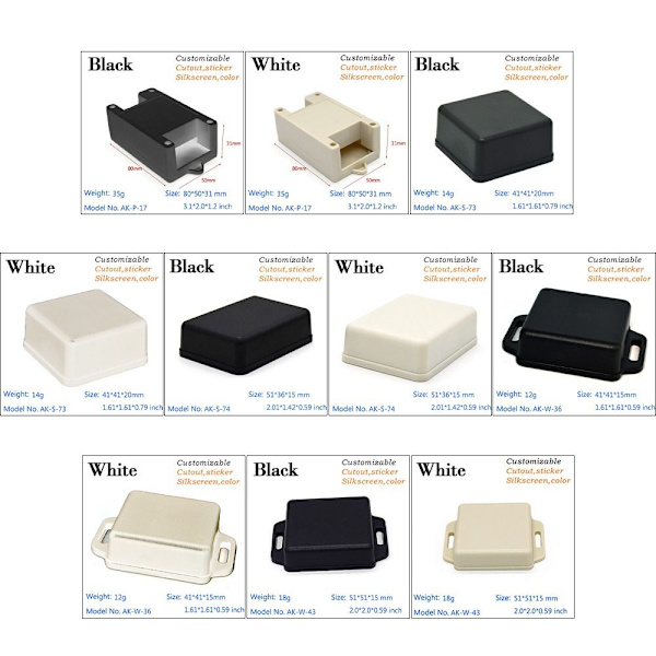 Elektronisk prosjektboks Vanntett deksel Project SORT 41X41X20MM Black 41x41x20mm