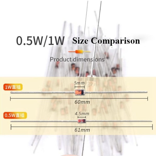 50 stk inline spænding Zener Diode 1N4727A 3V 1N4727A 3V 1N4727A 3V