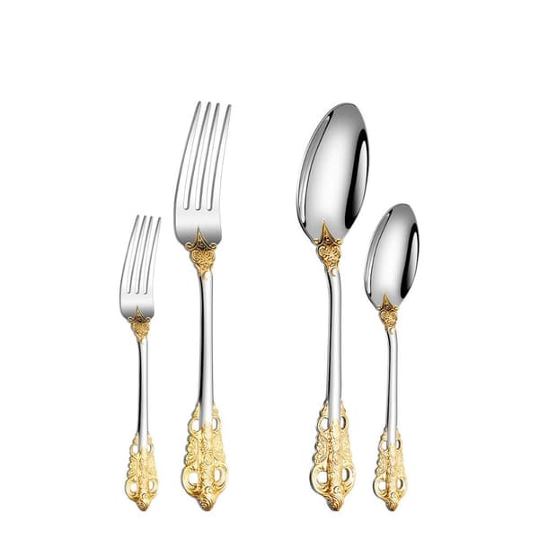 4 stk Rustfritt Stål Retro Servisesett Rustfritt Stål large spoon