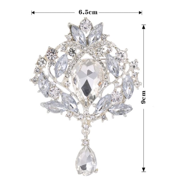 Krystall Rhinestone Marquise pæreformet tåreformet blomsterbrosje