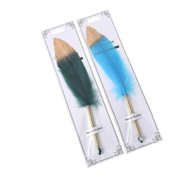 Guld Spray Feather Kuglepen Feather Pen BLÅ Blue