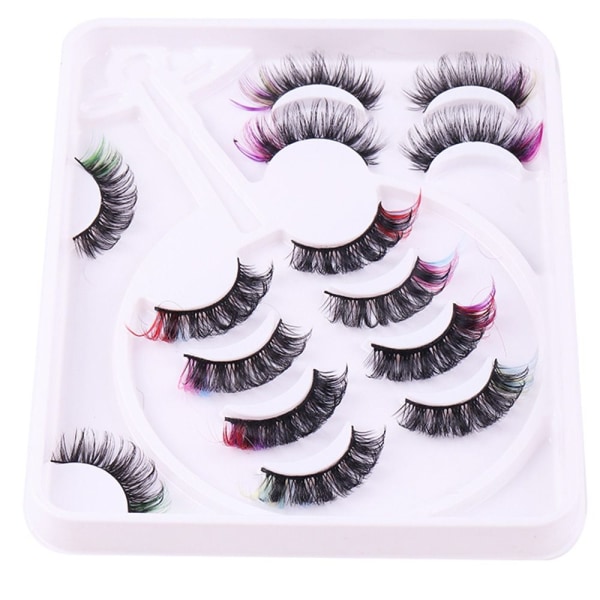 Fargede vipper Faux Mink Lashes Russiske stripevipper ColorMix7-2