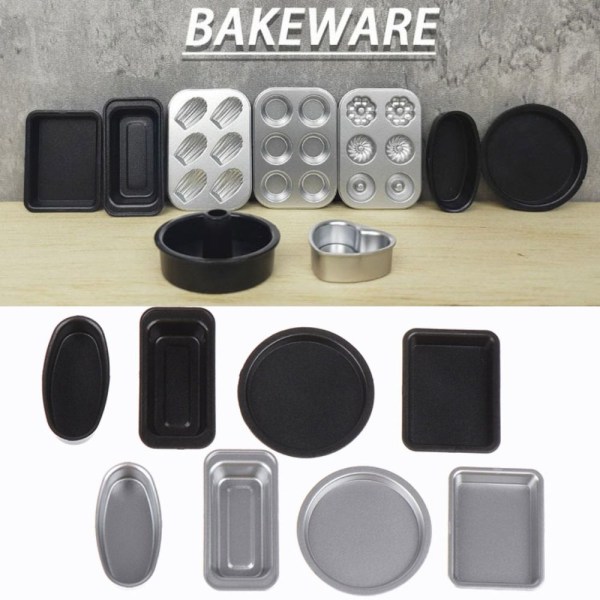 4STK Dukkehus Bageplade Miniature køkkenlegetøj SORT SORT black