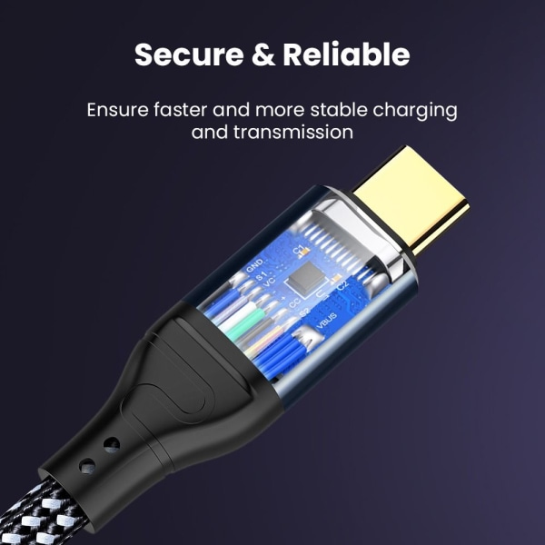 USB-C til Type C-kabel Datalinje VERTICAL BEND 3M VERTICAL BEND Vertical Bend 3m