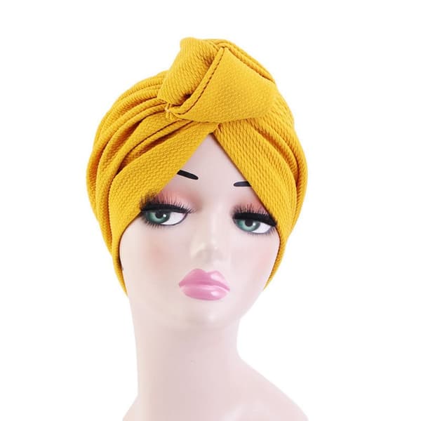 Top Knotted Turban Bonnet Head Wraps SORT black
